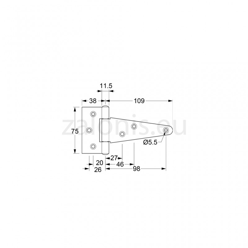 T-TYPE HINGE 100 / BLACK T-TYPE HINGES